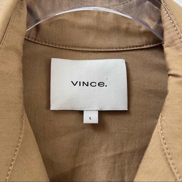 Vince Cotton Trench Coat Dark Khaki Size Large - Picture 5 of 10